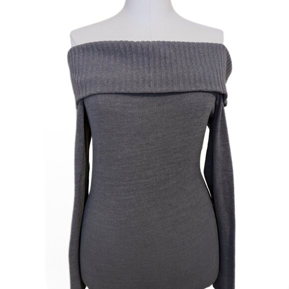 Seven Sisters Grey Off the Shoulder Sweater Dress Girly Cute Neutral Size S - Picture 2 of 7